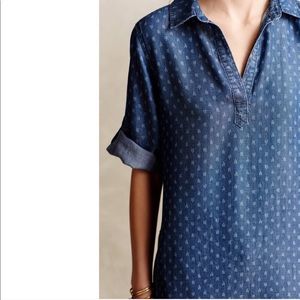 cloth & stone printed denim shirt dress